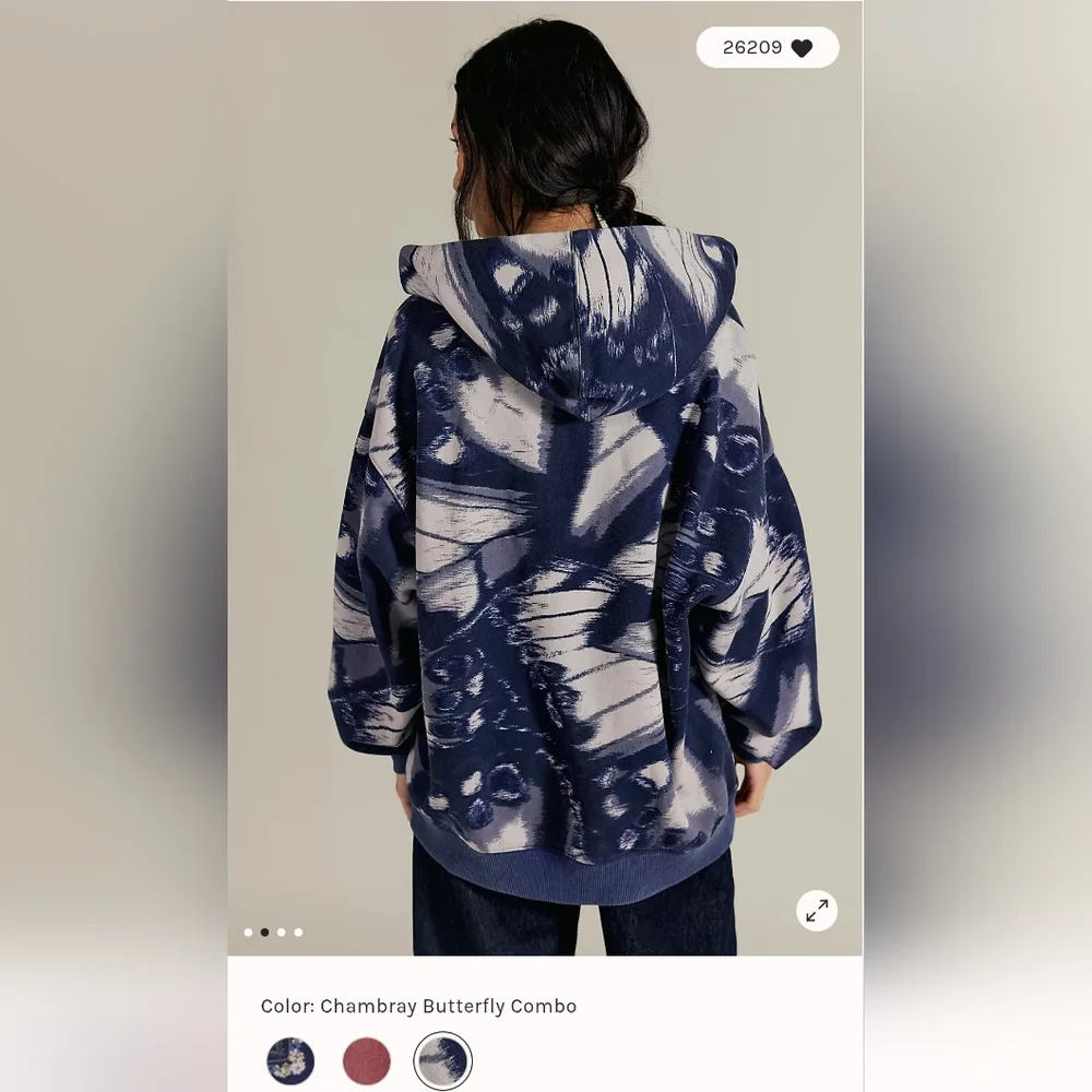 NWOT Free People We The Free Its a Vibe Printed Hoodie~ Butterfly Combo - Picture 2 of 10